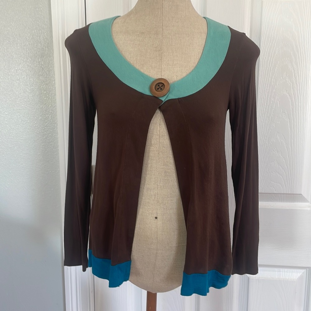 Vintage Boden top long sleeve sweater brown button down up cardigan women size 8